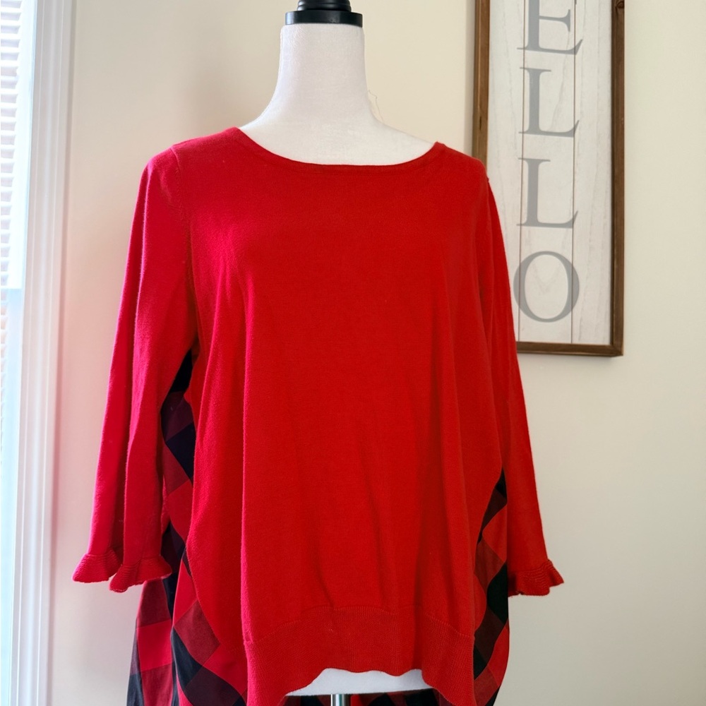 Crown & Ivy Bold Red Knit Top